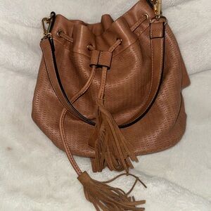 Moda Luxe Tan Hobo Bag with Tassels